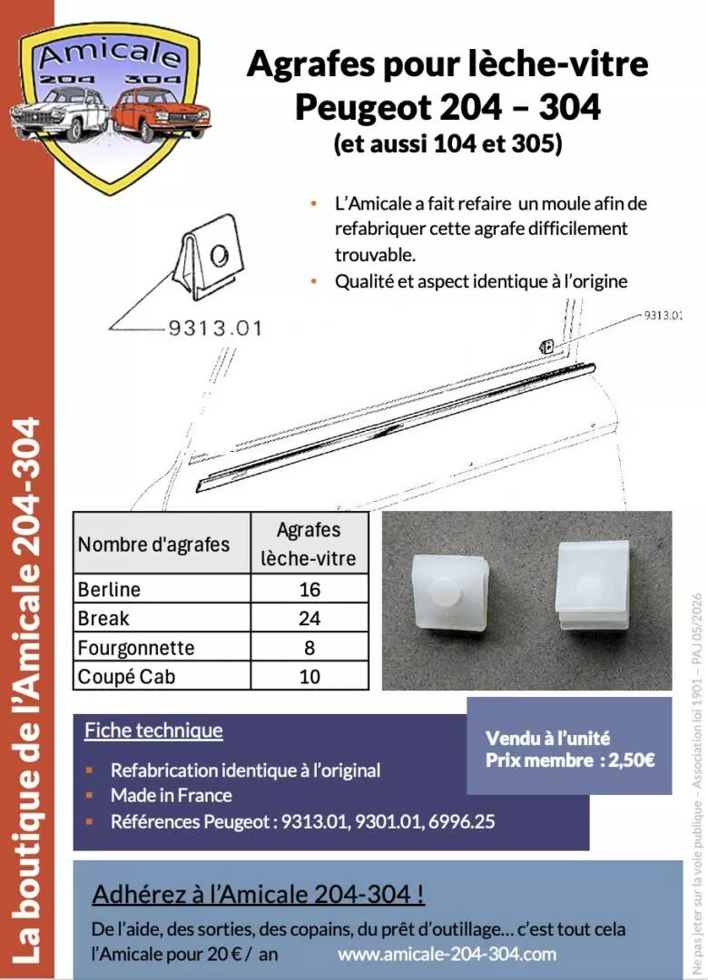Agrafe plastique de lèche vitre – Image 2