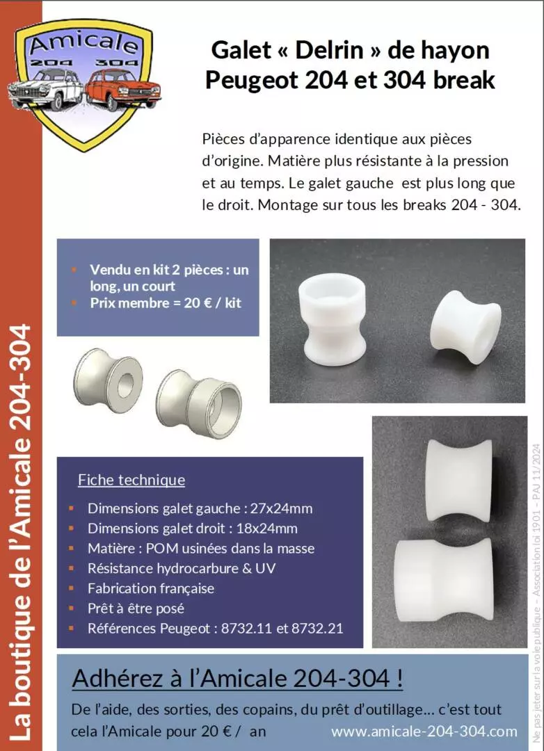 Galets de coffre Break Fourgon. (kit 2 pièces) – Image 2