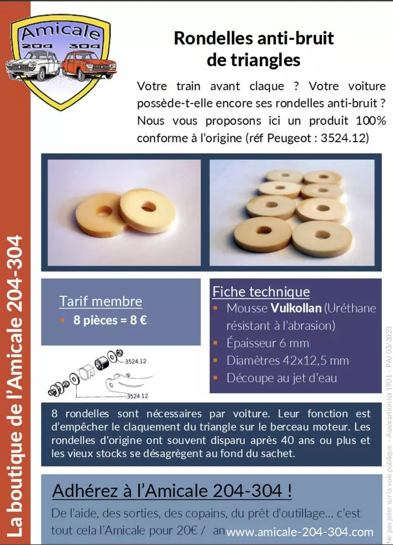 Rondelles anti-bruit de triangle (kit 8 pièces) – Image 2